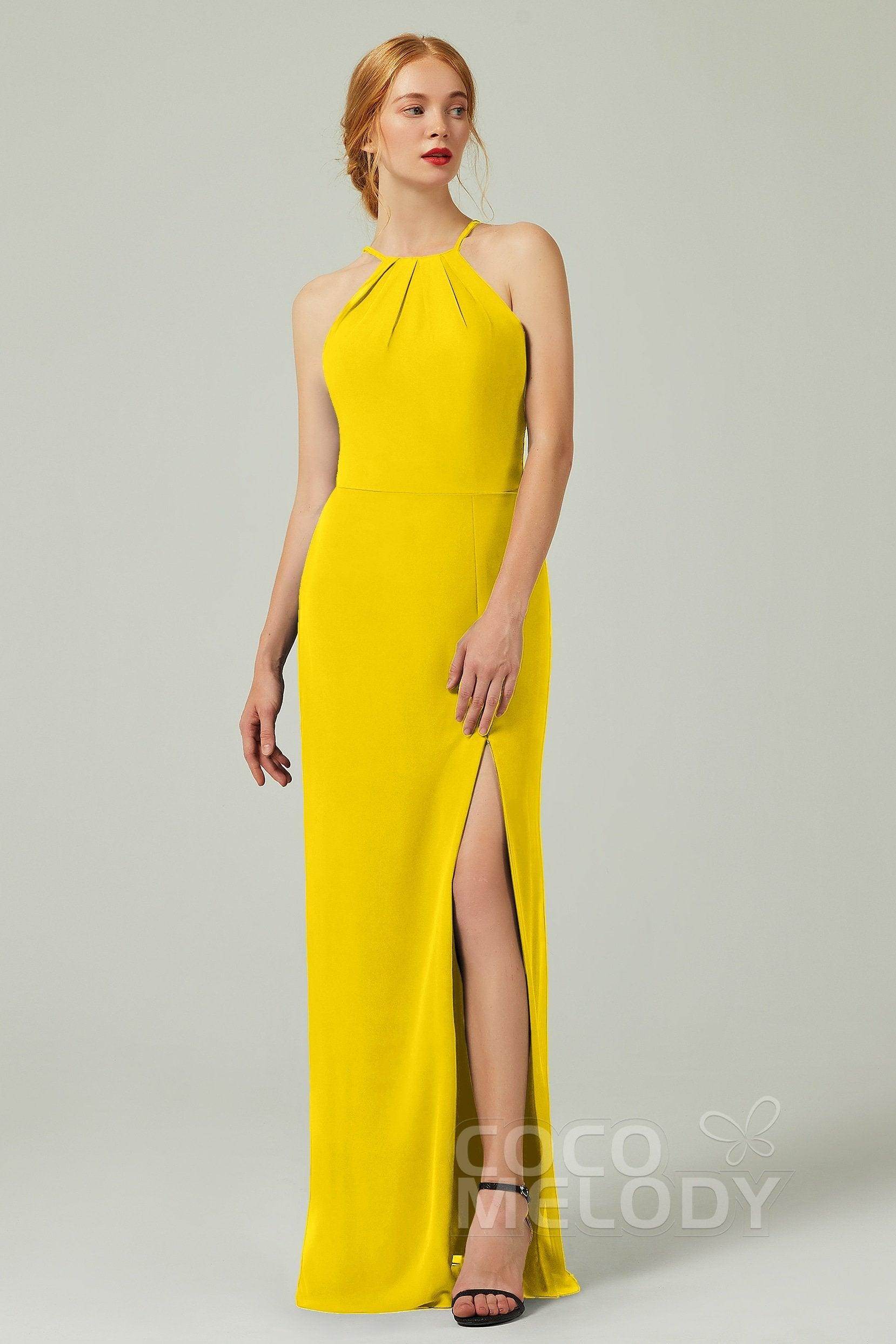 Sheath-Column Floor Length Chiffon Bridesmaid Dress Formal Dresses CB0337 - COCOMELODY